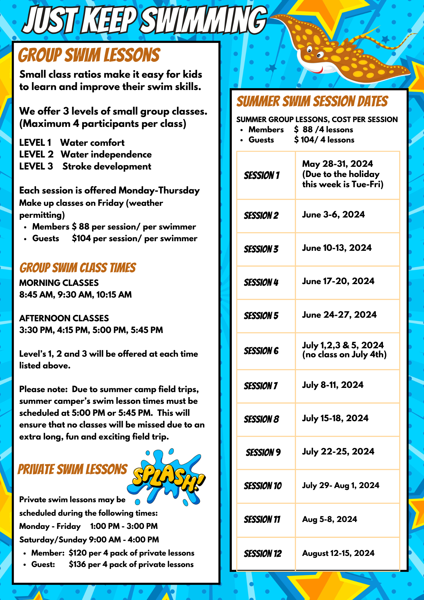 SWIM LESSON PAGE